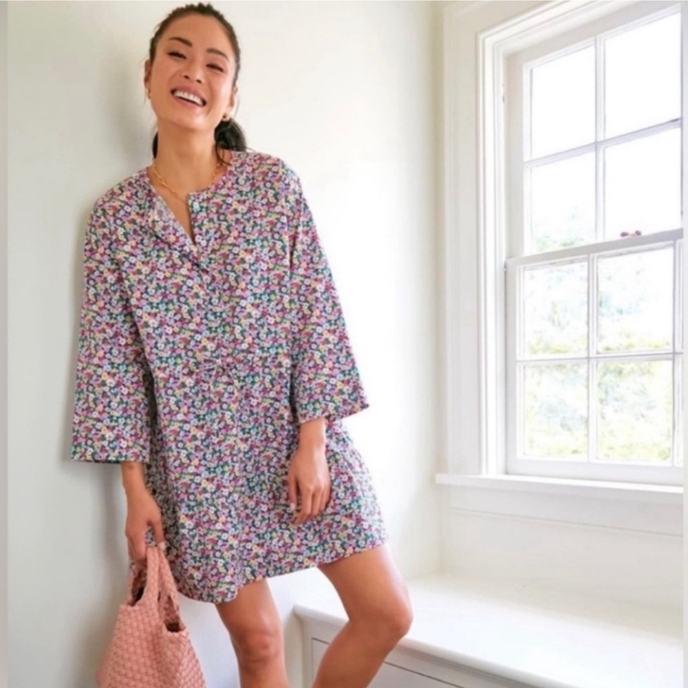 Pomander Place Floral Dress L | Spring Ditsy Daisy Print | Pockets 3/4 Sleeve - Picture 2 of 8